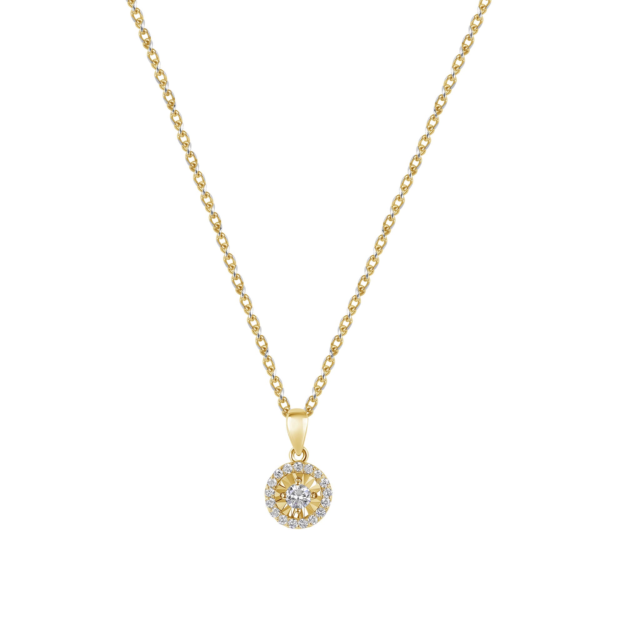 Diamond Circle Pendant Necklace 14K Gold
