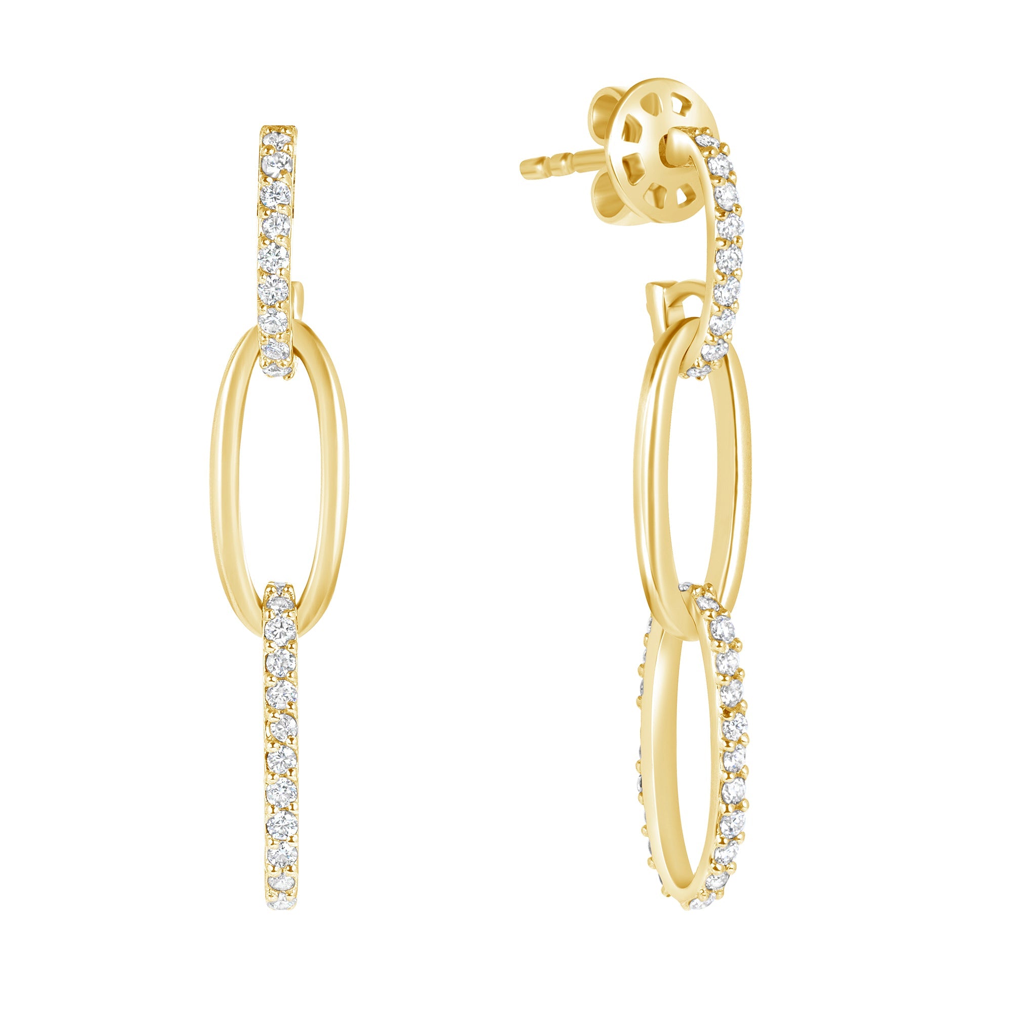 14K Yellow Gold Long Lungo store Paperclip Drop Earrings 39mm