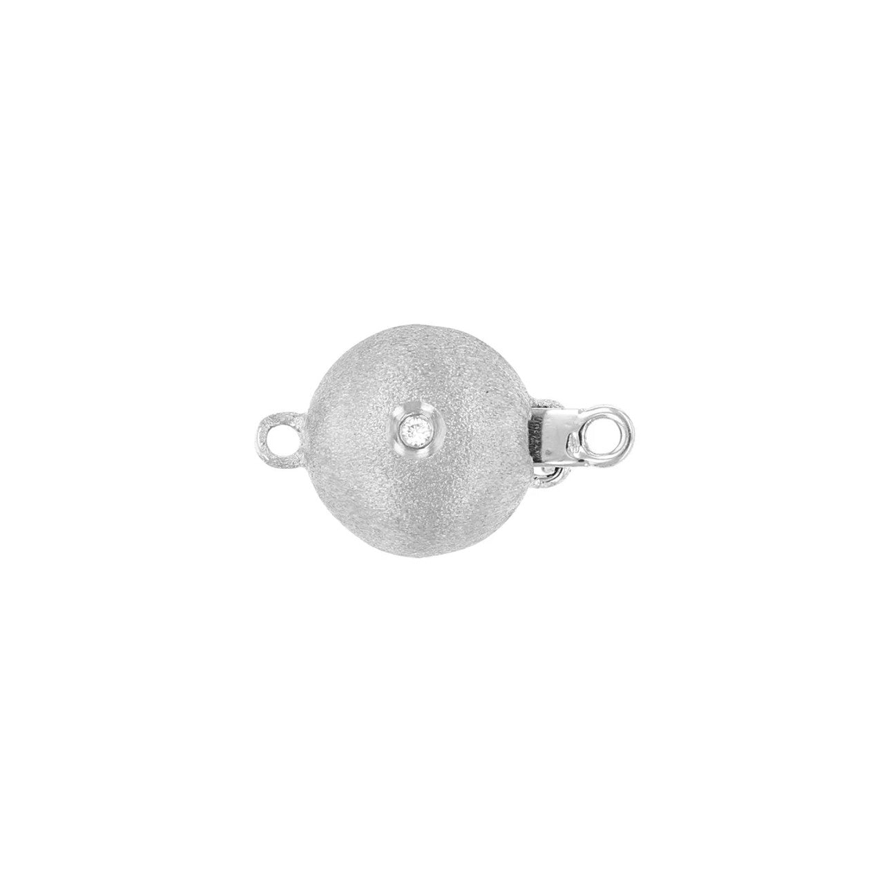 14K White Gold Single Diamond Ball Clasp Matte Finished