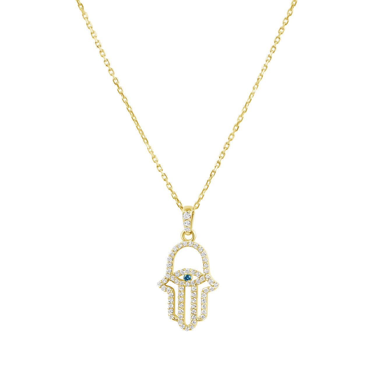 Diamond Hamsa Necklace 14K Yellow Gold