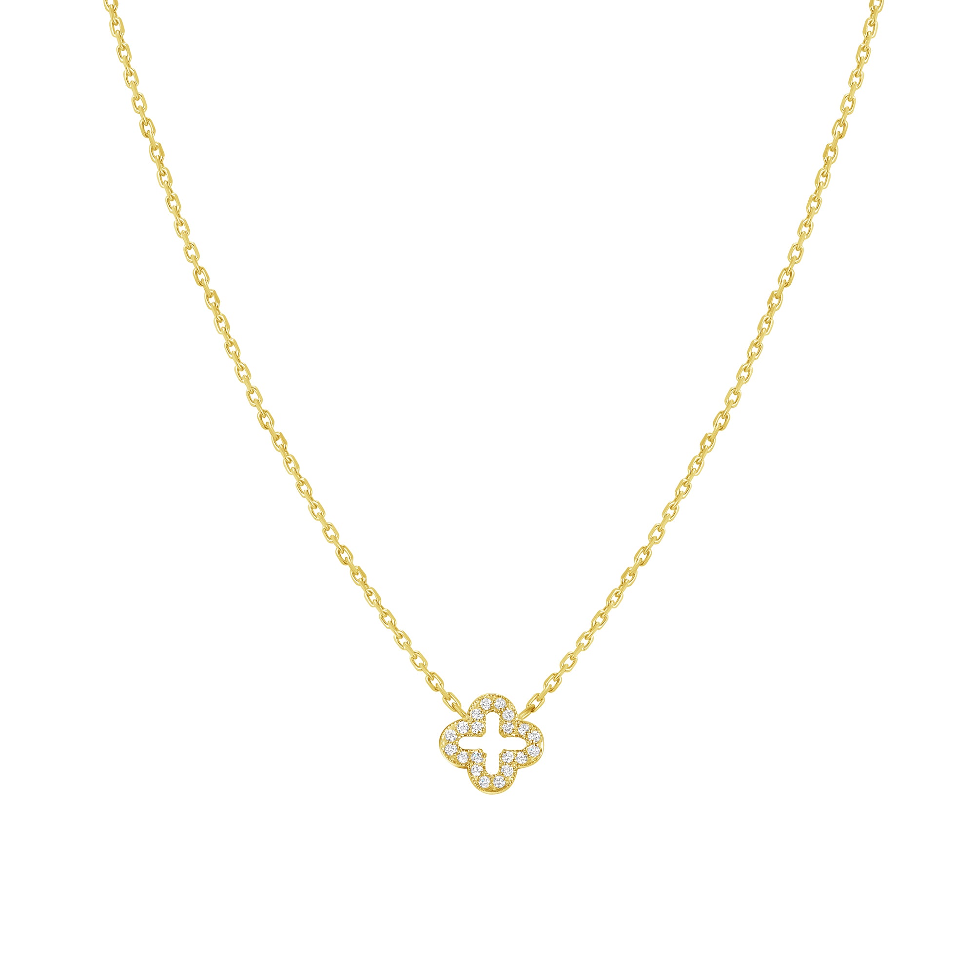 Diamond Clover Necklace 14K Gold