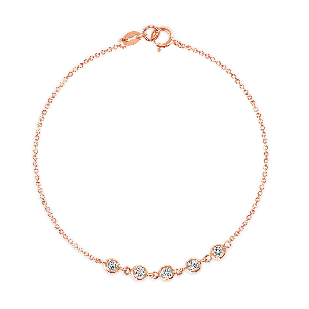 7 Diamonds Link Bracelet 14K Gold