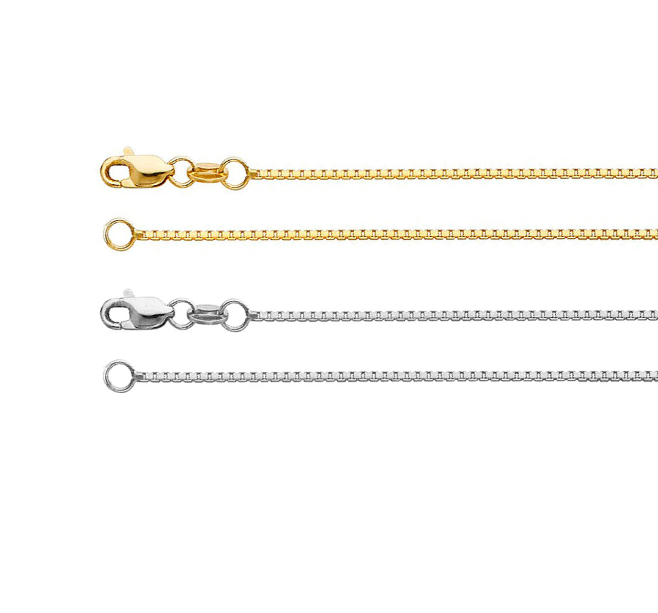 14K Gold Box Chain Necklace with Lobster Clasp