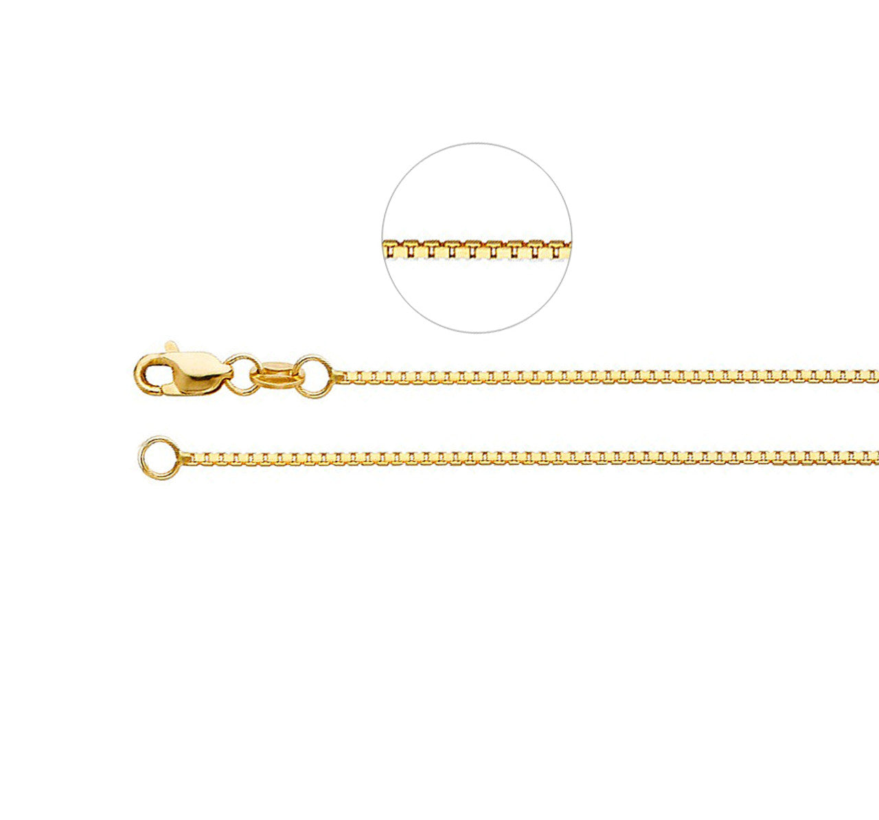 14K Yellow Gold Box Chain Necklace with Lobster Clasp