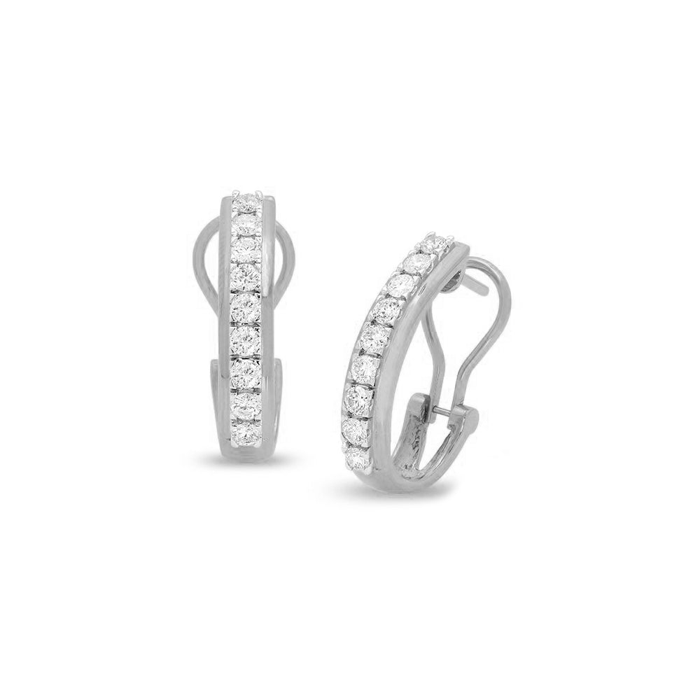 1.50ct Diamond Hoop Earring French Clip 14K Gold