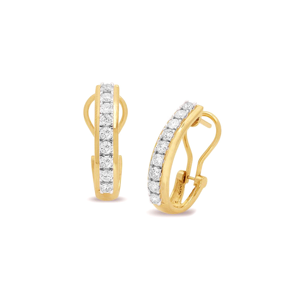 1.50ct Diamond Hoop Earring French Clip 14K Gold