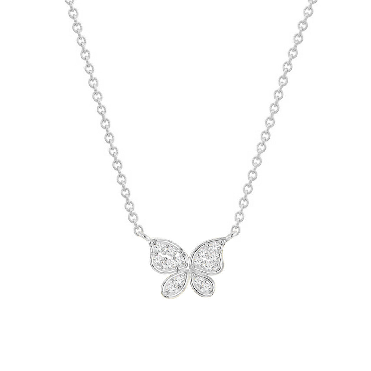 0.16CTW Diamond Butterfly Charm Necklace 14K Gold