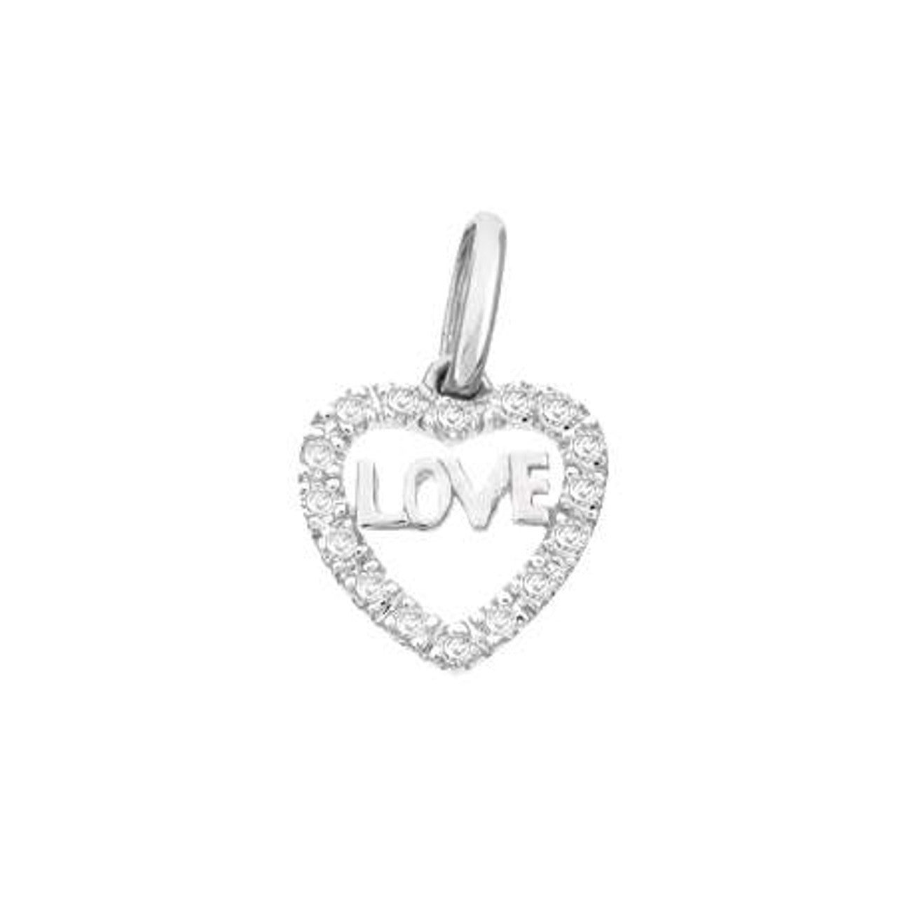 Diamond Heart with Love Letter Pendant 14K Gold