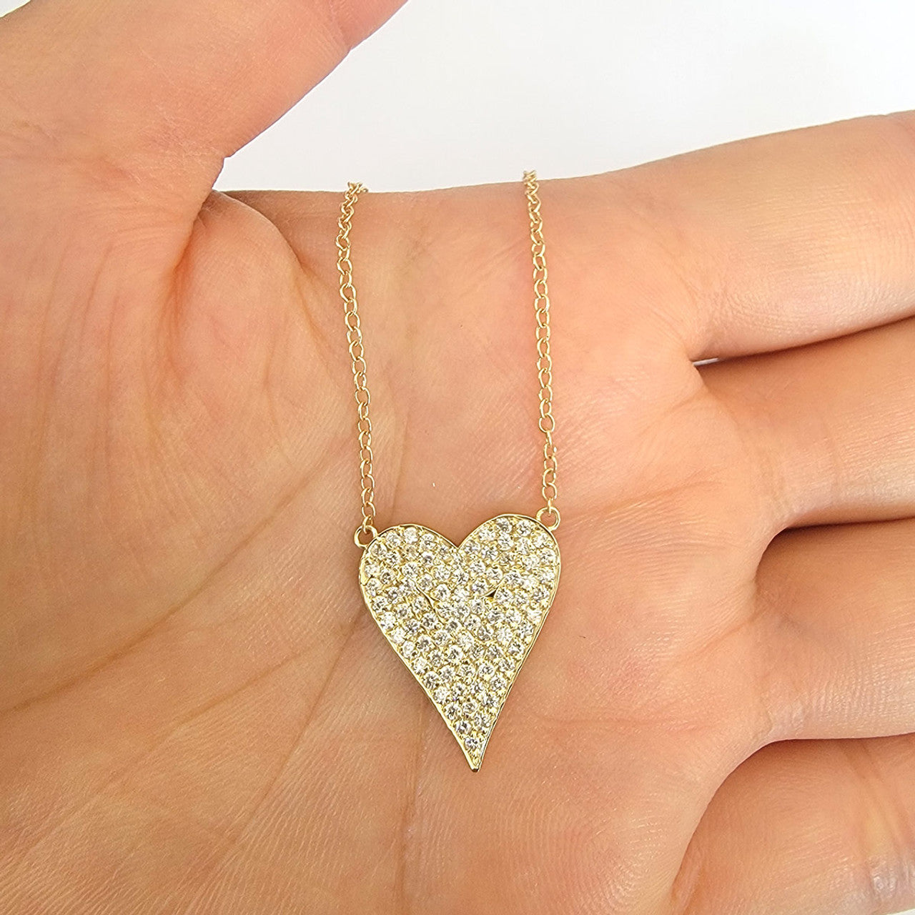 Diamond Heart Pendant Necklace 14K Gold