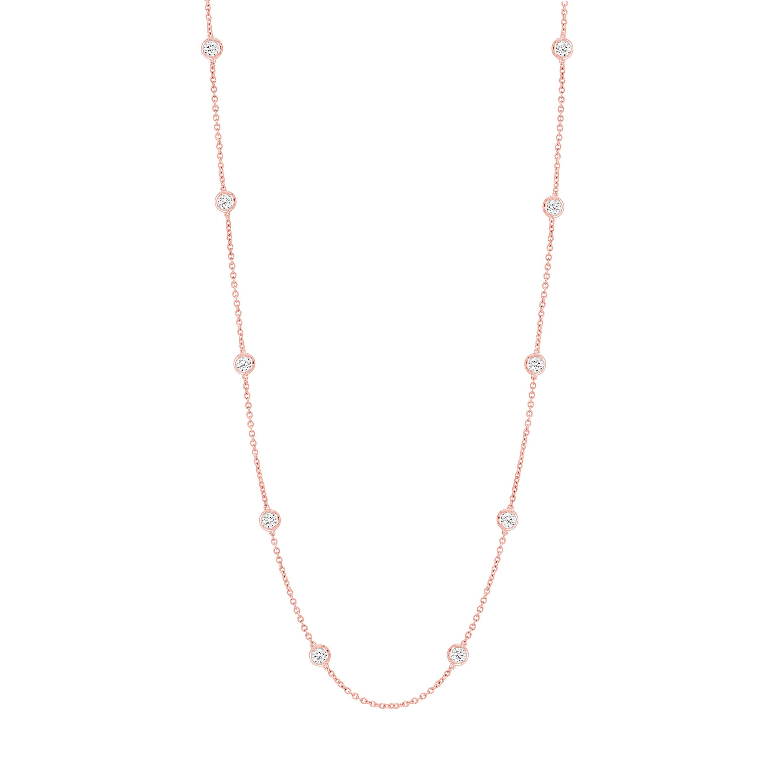 Natural Diamond By The Yard Necklace 14K Gold