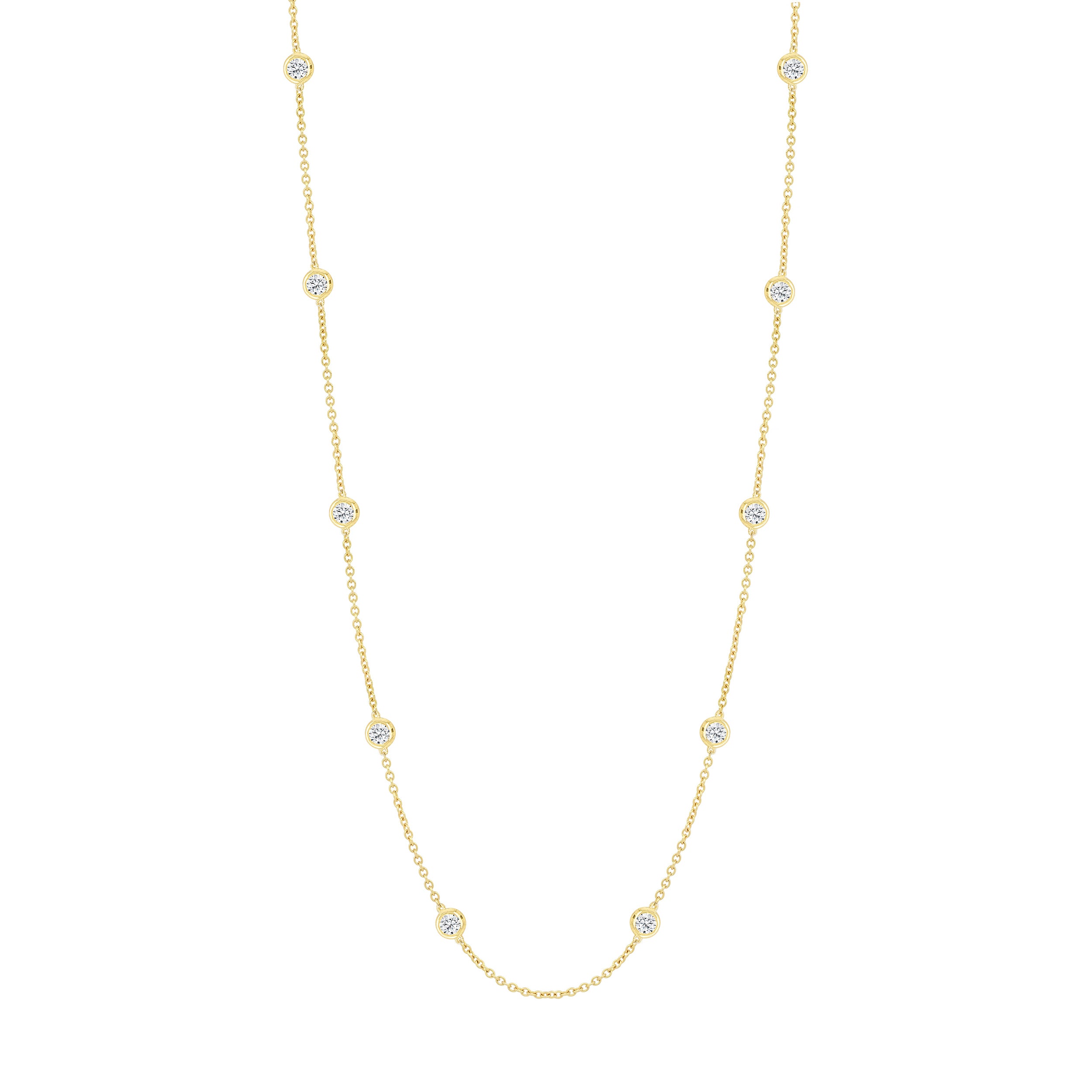 Natural Diamond By The Yard Necklace 14K Gold