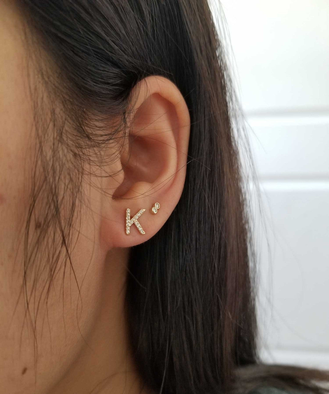 Diamond Bezel Stud Earring 14K Gold