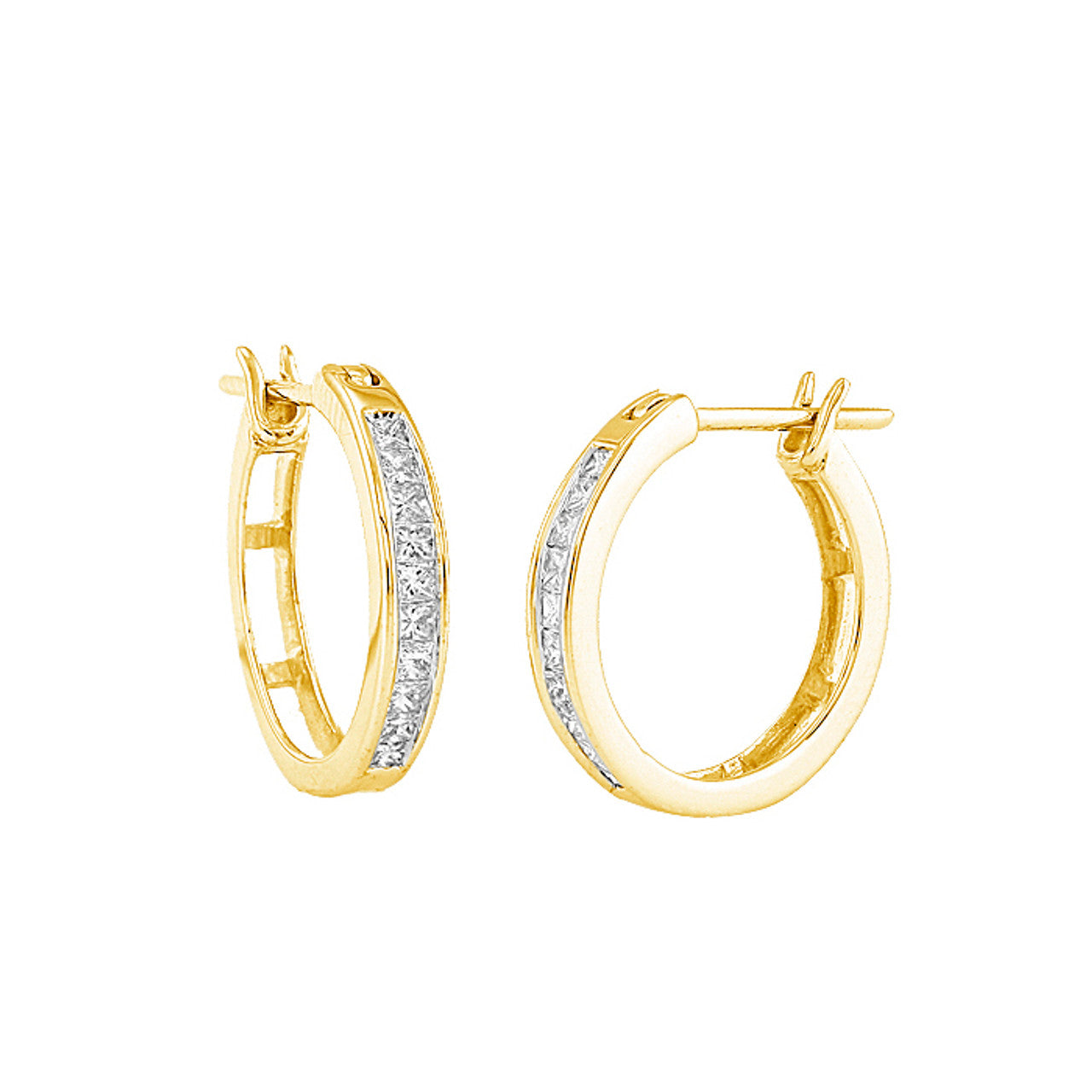 0.50ctw Princess Cut Diamond Hoop Earrings 14K Gold
