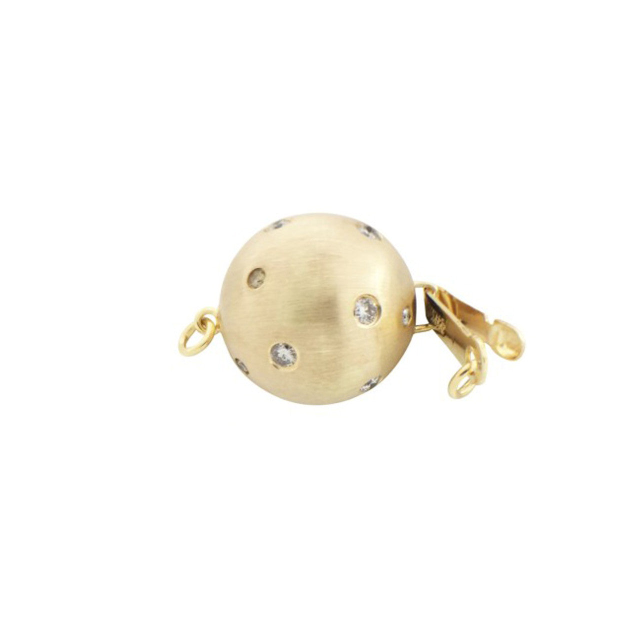 14K Gold Diamond Ball Clasp Matte Finished