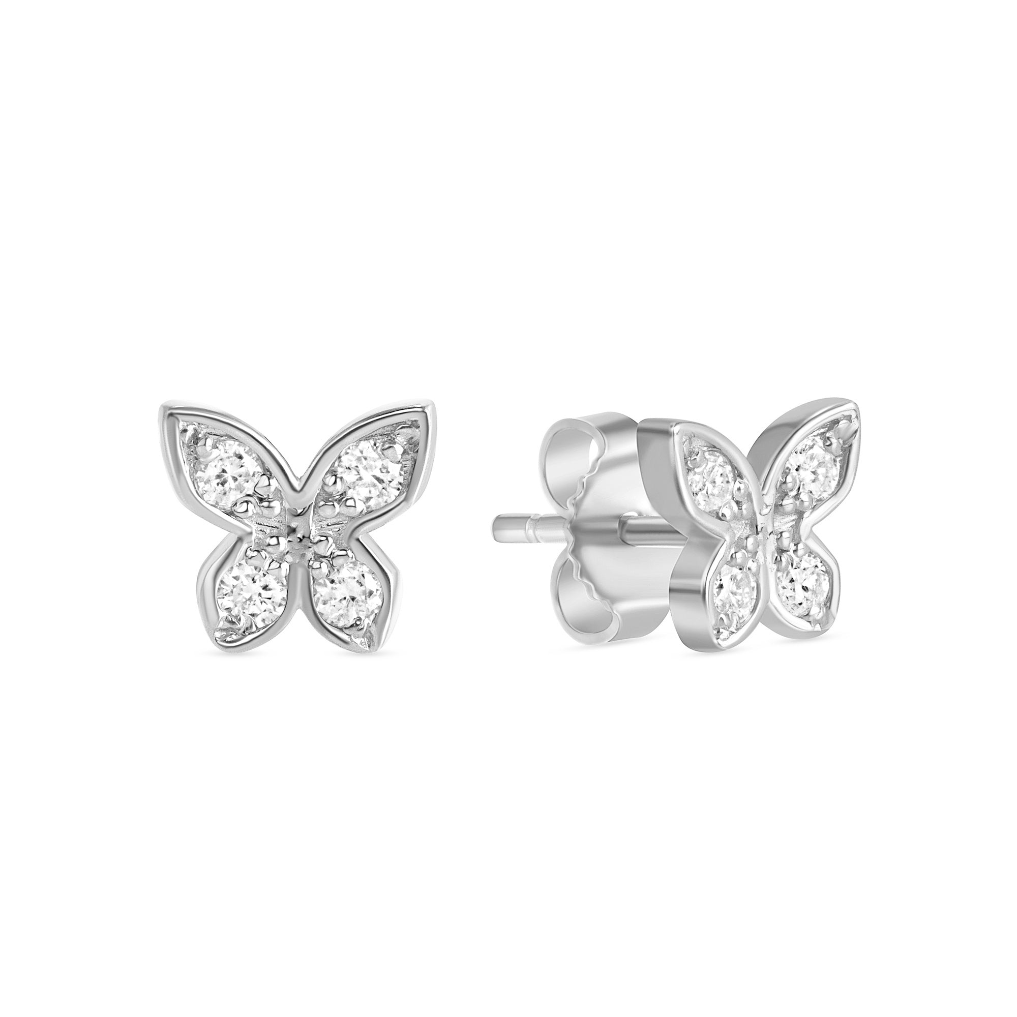 7mm Natural Diamond Butterfly Stud Earring 14K Gold