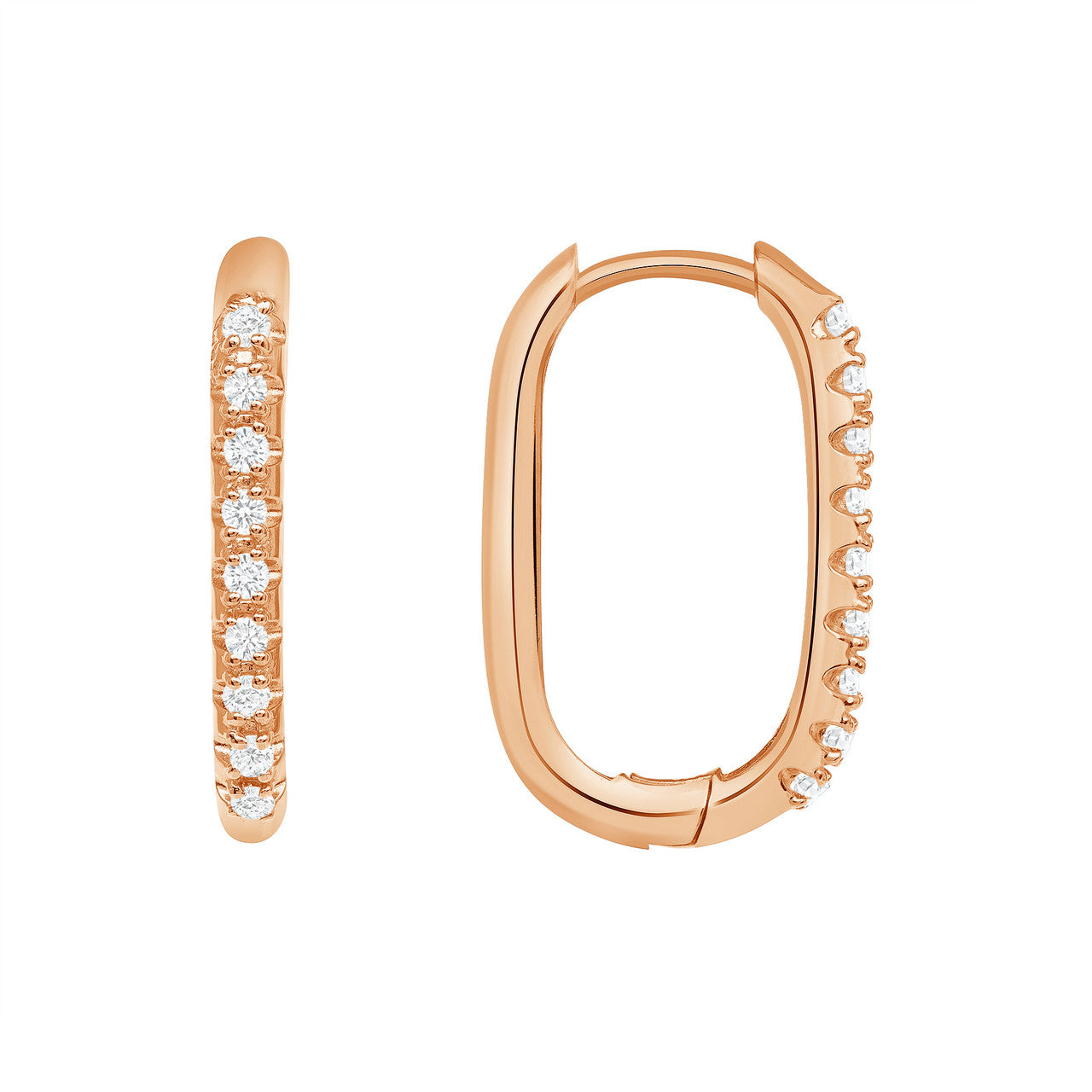 Diamond Paper Clip Earring 14K Rose Gold